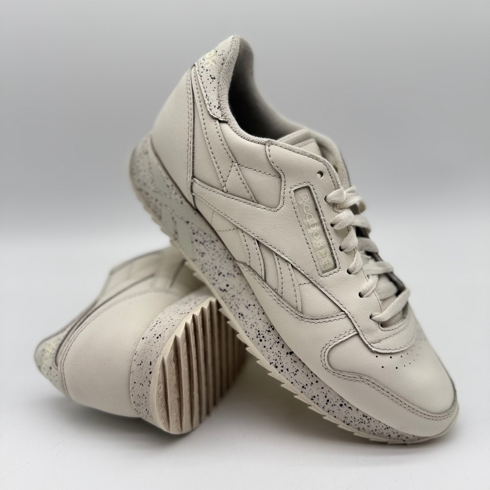 Reebok Womens 9.5 Mens 8 Classic Leather Ripple Alabaster Chalk Speckled H06419